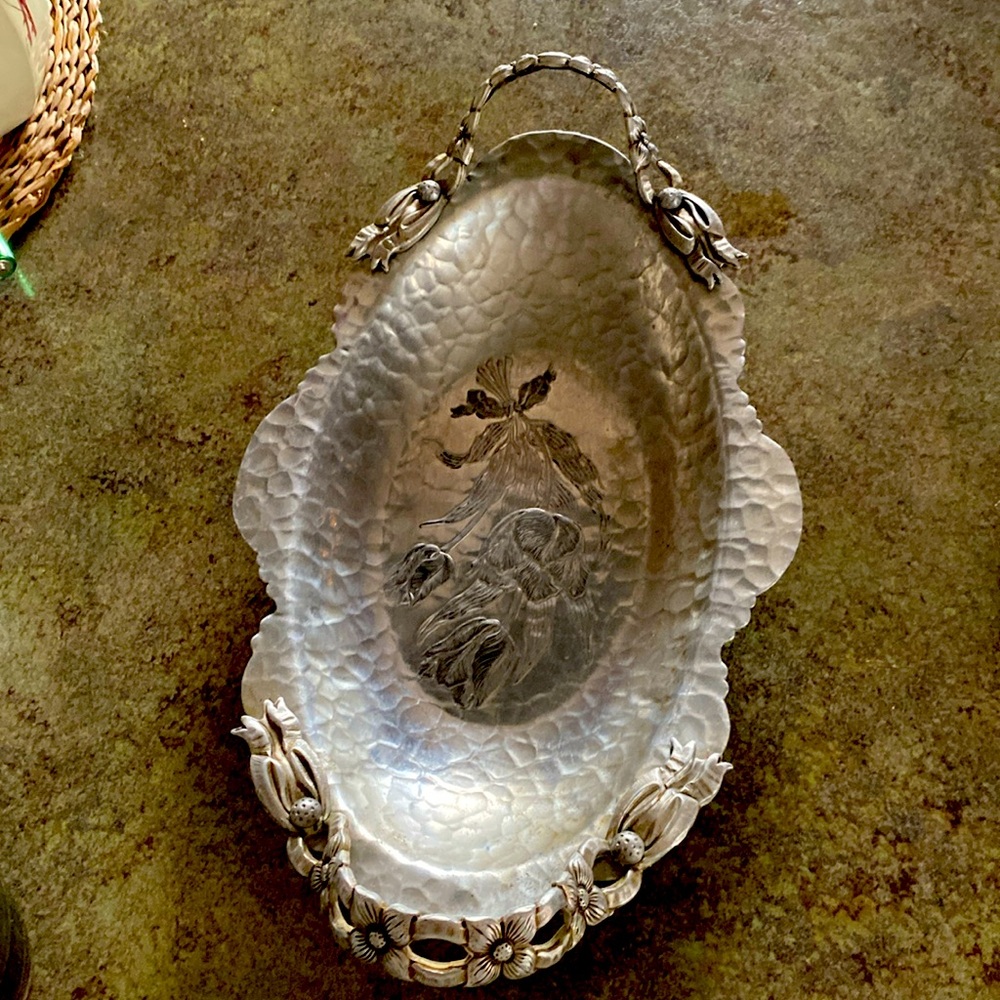 Hand hammered aluminum serving tray Rodney Kent #404